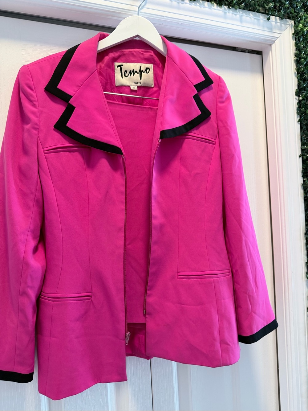 Tempo Paris Hot Pink Blazer with Black Trim